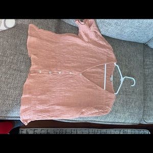 American eagle Ruffled light pink top.